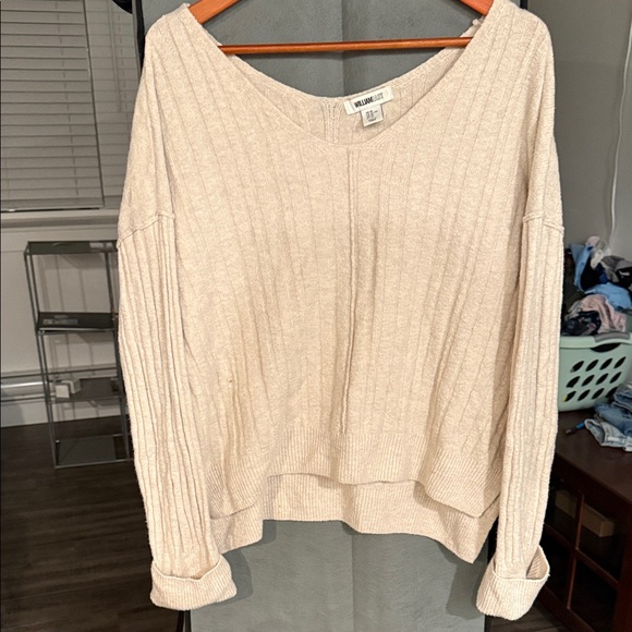 William Rast Beige Ribbed Off-Shoulder Sweater - Picture 1 of 2